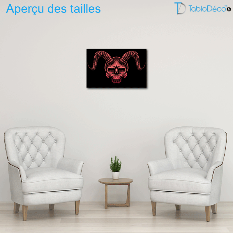 Aperçu des tailles du Tableau Tête de Mort Gothique