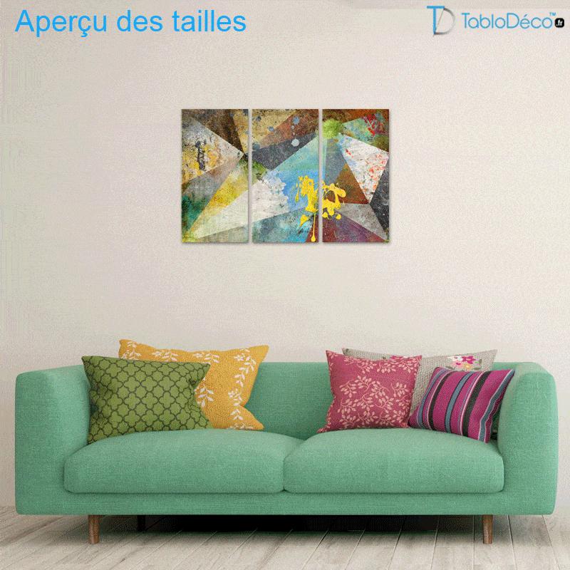Guide des tailles du Tableau Triptyque Abstrait Géométriques
