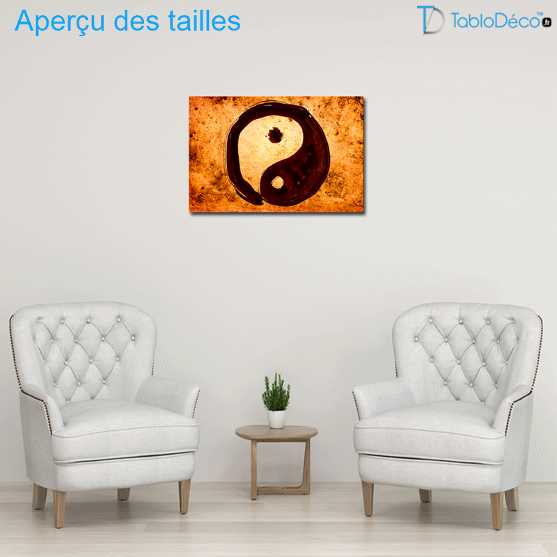 Aperçu des tailles du Tableau Zen Yin Yang