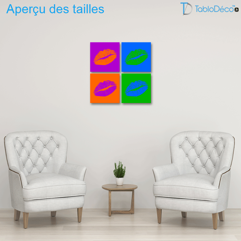 Aperçu des tailles du Tableau Lèvre Pop Art