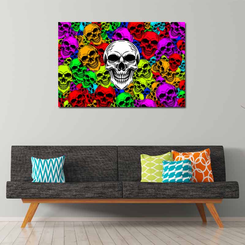 Cadre sur toile Têtes de Mort Couleur - TabloDéco.fr