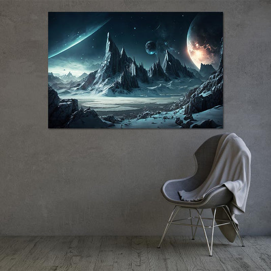 Toile de Décoration Murale d'une Planète glaciale - TabloDéco.fr