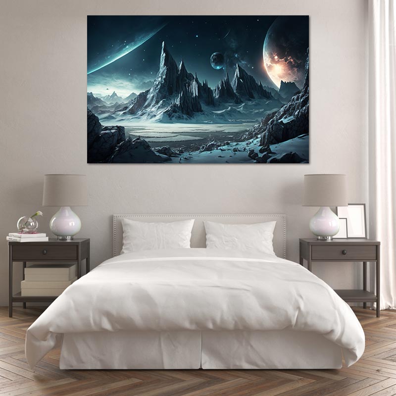Tableau de Décoration Murale avec une Planète glaciale - TabloDéco.fr