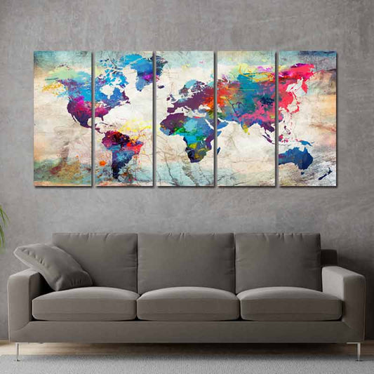 Grand Tableau Carte du Monde sur toile