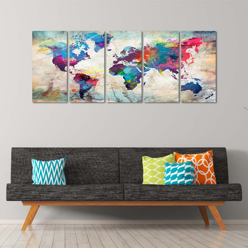 Grande toile Carte du Monde  - TabloDéco.fr