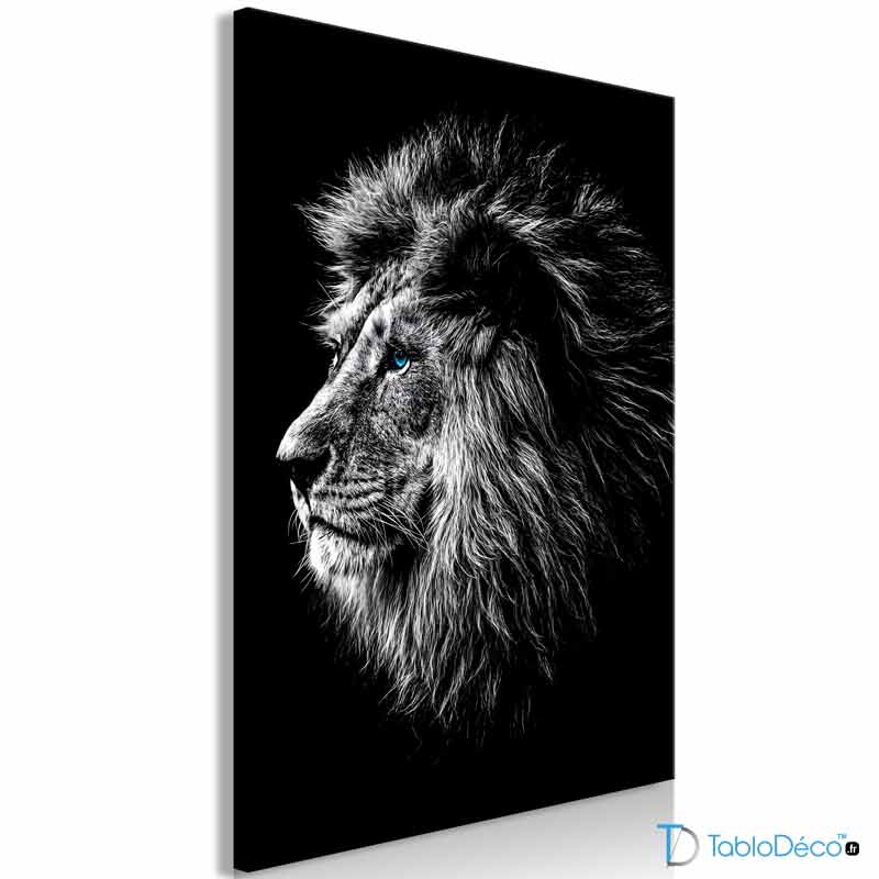 Tableau Lion Noir et Blanc Grand Format - TabloDéco.fr