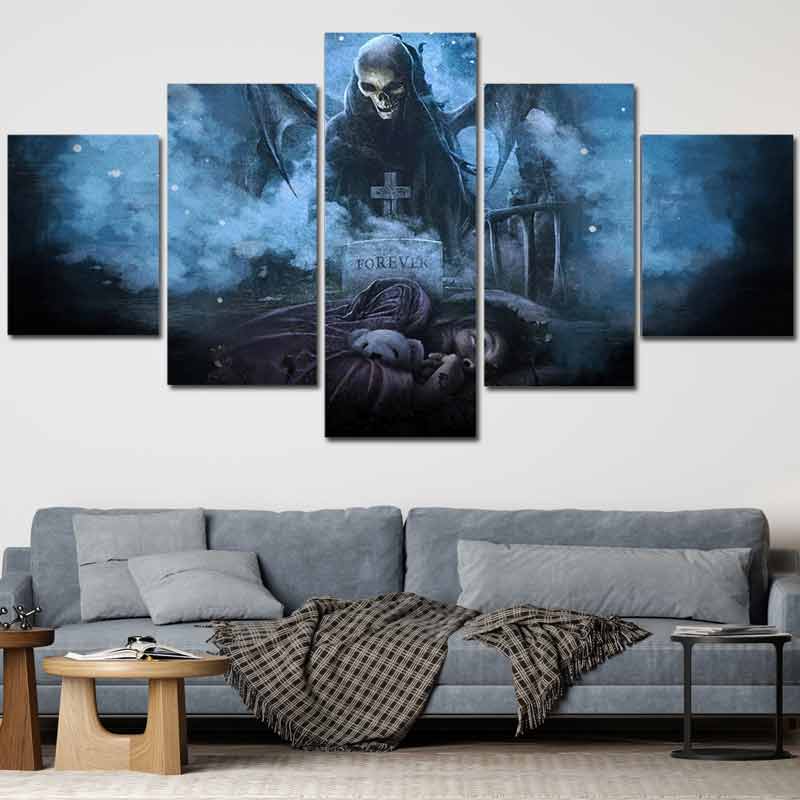 Tableau de La Grande Faucheuse en 5 parties