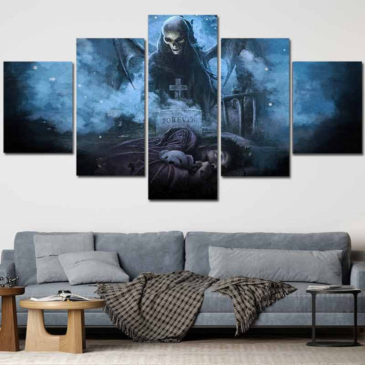 Tableau de La Grande Faucheuse en 5 parties