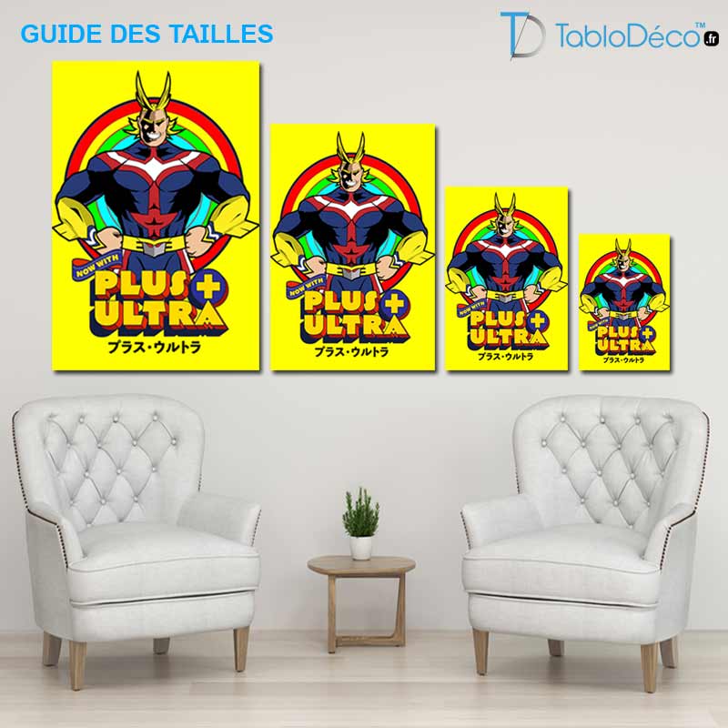 Guide des tailles du Tableau All Might Plus Ultra (My Hero Academia)