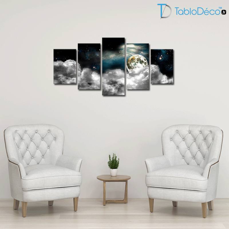 Guide des tailles du Tableau de Décoration Murale avec La Lune