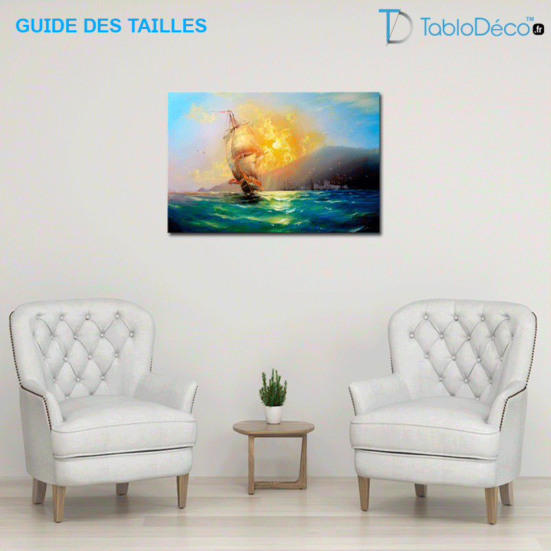 Guide des tailles du Tableau Impressionniste Bateau