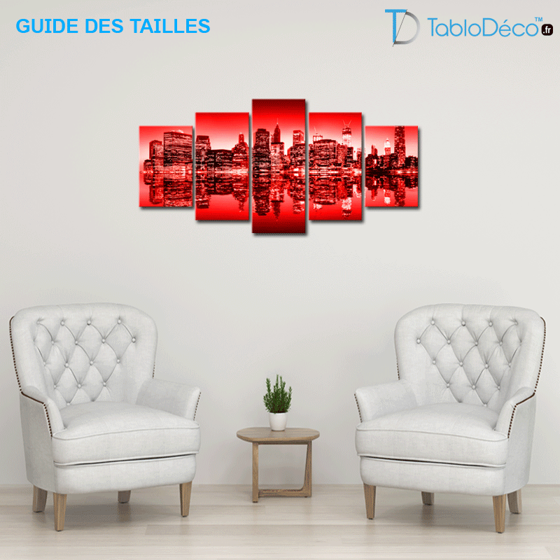 Guide des tailles du Tableau New York Rouge