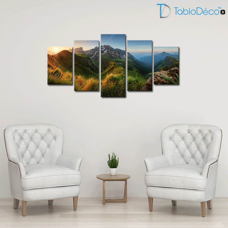 Guide des tailles du Tableau photo paysage montagne