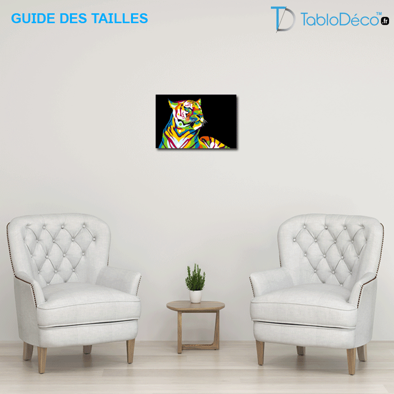 Guide des tailles du Tableau Tigre Pop Art