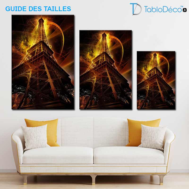 Guide des tailles du Tableau Tour Eiffel de Nuit
