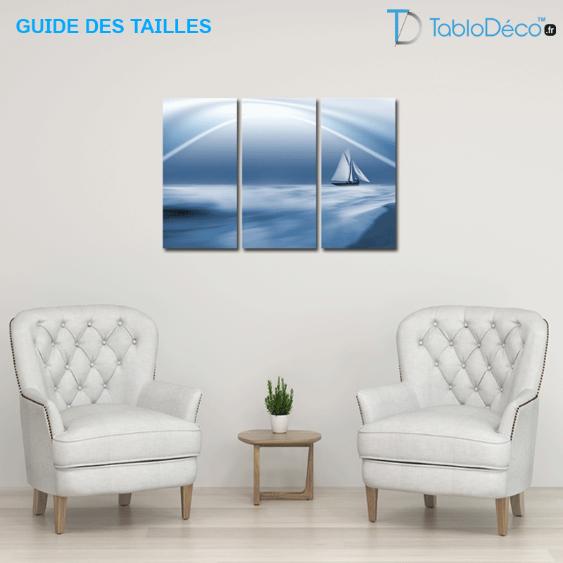 Guide des tailles du Tableau Triptyque Bateau
