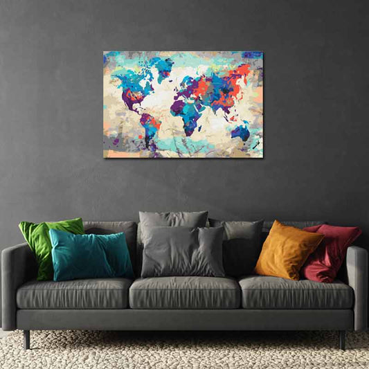 Peinture par numéro Carte du monde Colorée