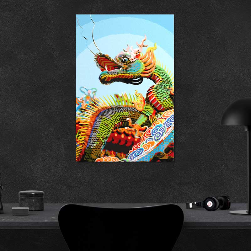 Peinture par numéros Dragon Coloré - TabloDéco.fr