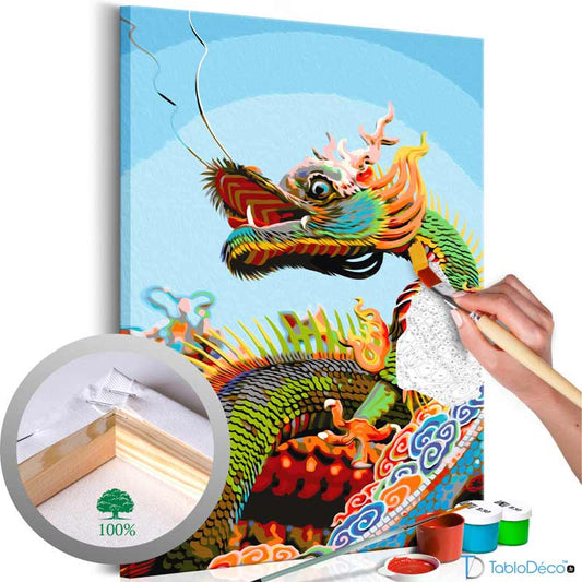 Peinture par numéros d'un Dragon Coloré sur toile
