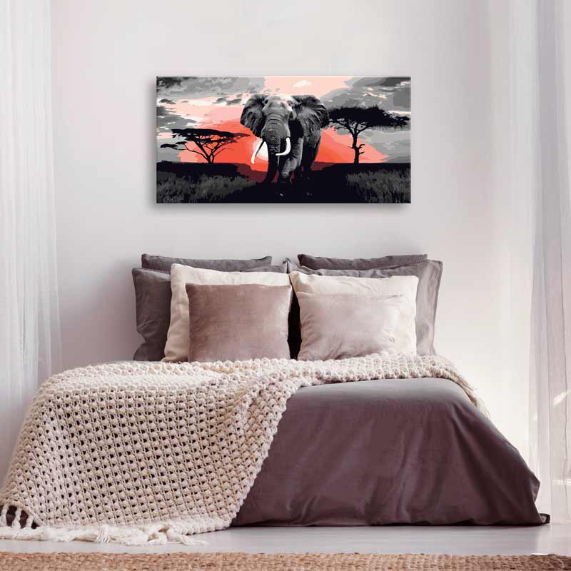 Kit de Peinture par numéro Éléphant fond rouge
