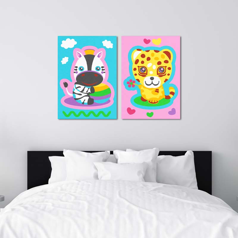 Peinture par numéros  pour enfant Léopard et Zèbre