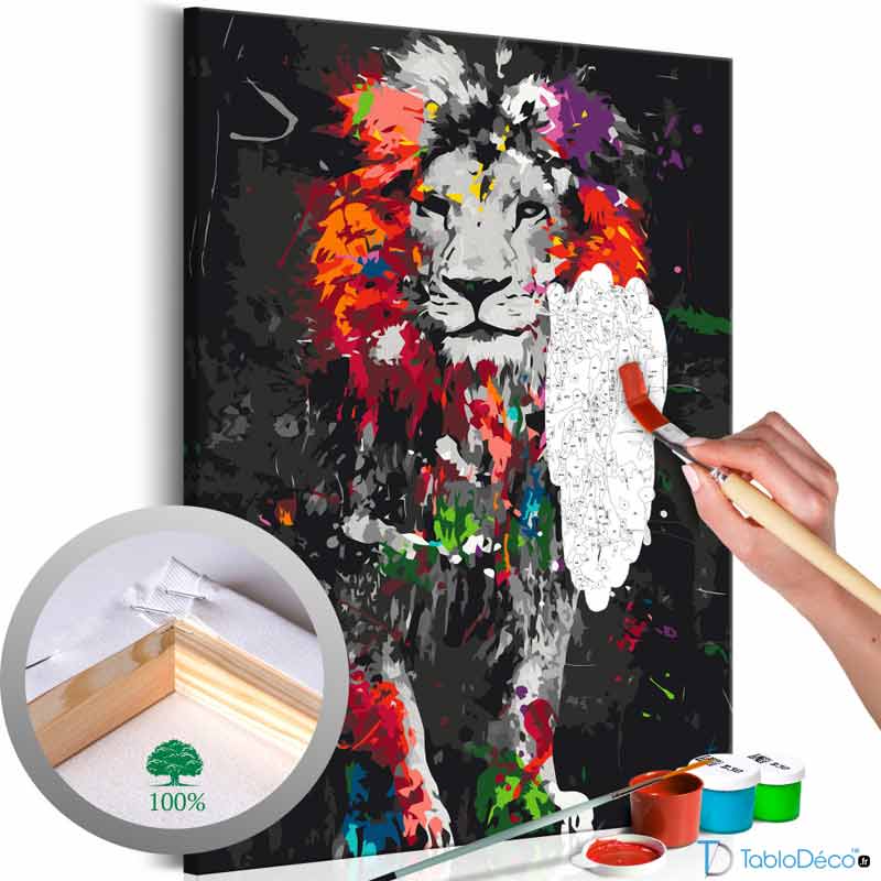 Peinture par numéro Lion Coloré sur toile