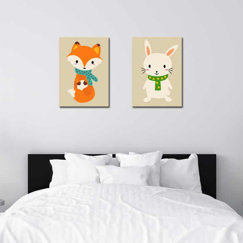 Set complet de Peinture numérotée avec un Papin et un Renard