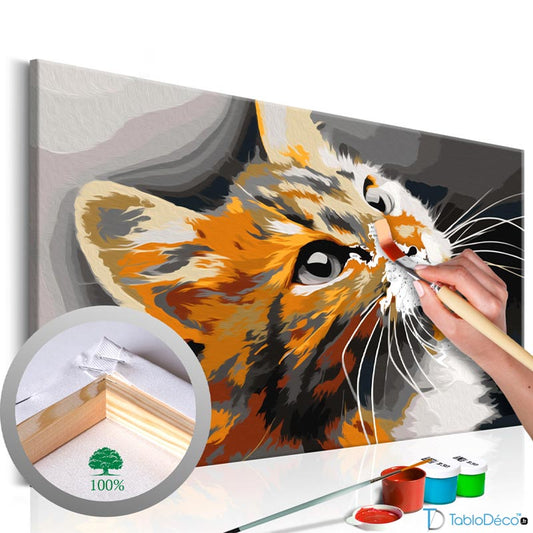 Toile à peindre soi-même par numéros d'un Chat Roux - TabloDéco.fr