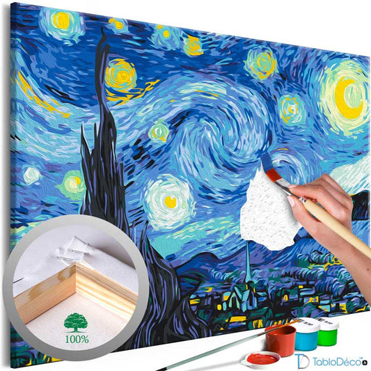 Toile à peindre avec numéros de La Nuit Étoilée de Van Gogh - TabloDéco.fr