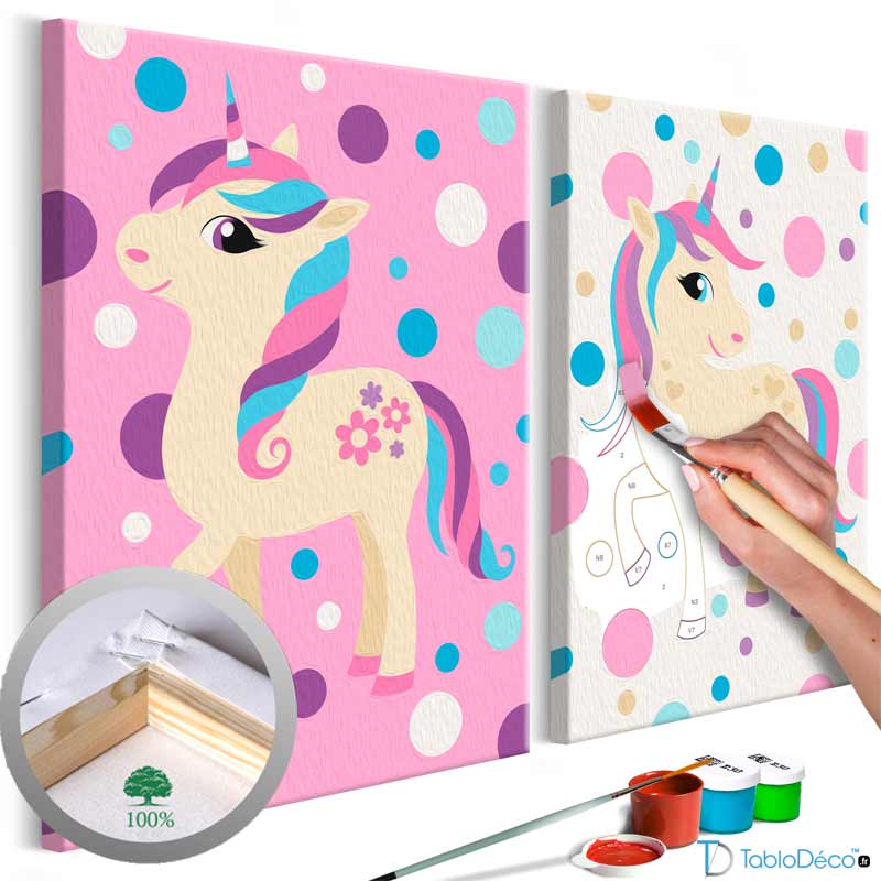 Kit de Peinture par numéro Licornes Roses et Blanches