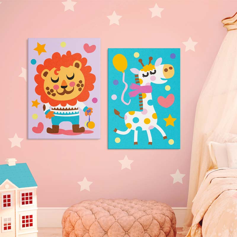 Peinture par numéros à faire soi-même avec un Lion et Girafe
