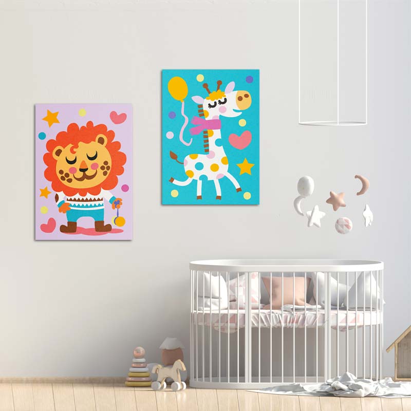 Kit de Peinture par numéros pour enfant d'un Lion et d'une Girafe