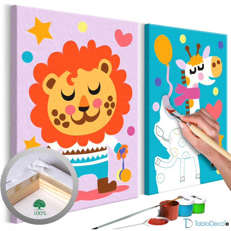 Peinture par numéros Lion et Girafe - TabloDéco.fr