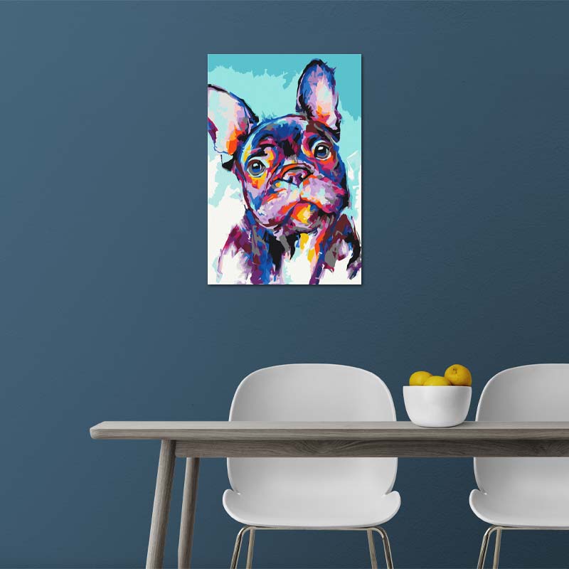 Peinture par numéros Portrait Bulldog Coloré - TabloDéco.fr