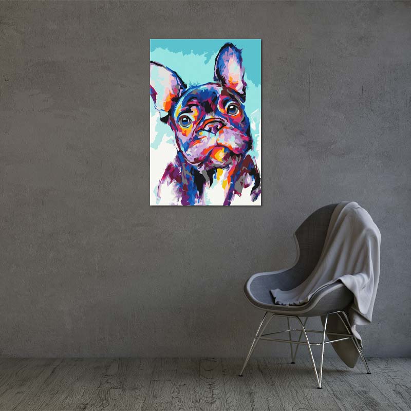 Peinture sur toile numérotée Portrait Bulldog Coloré - TabloDéco.fr