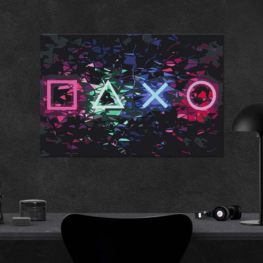 Toile à peindre par numéros Symboles Playstation - TabloDéco.fr