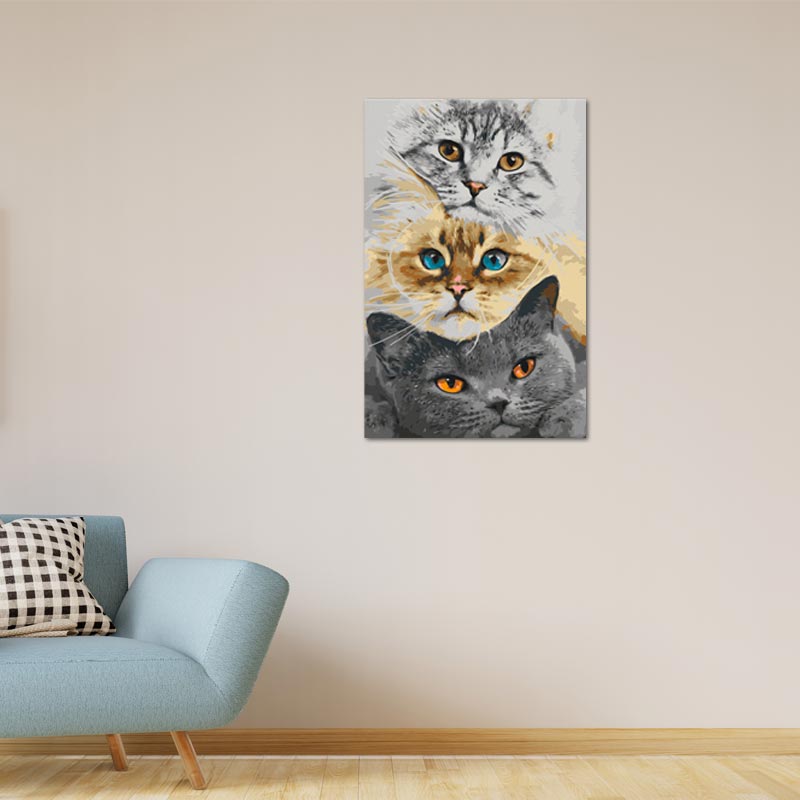 Peinture par numéros Trois Chats - TabloDéco.fr