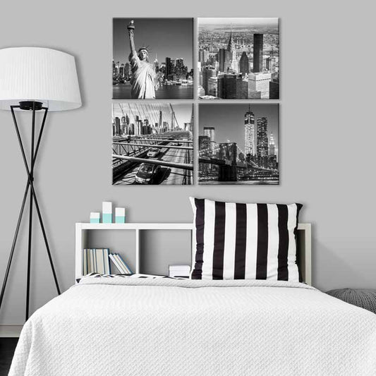 Ensembles de Petits Tableaux sur toile de New York en Noir et Blanc