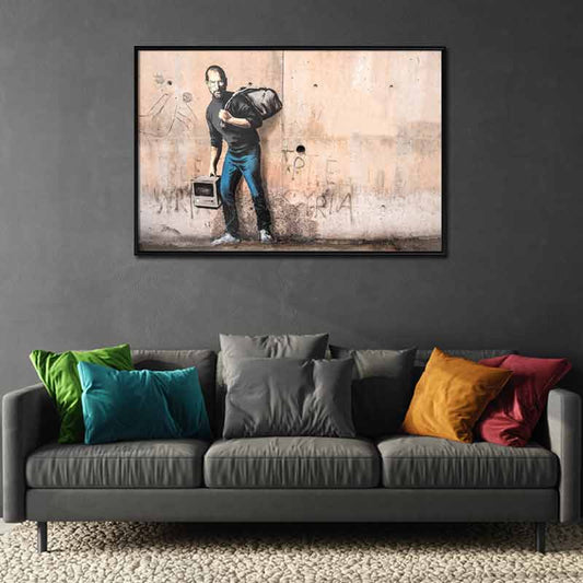 Poster Banksy : Le Fils d'un migrant syrien