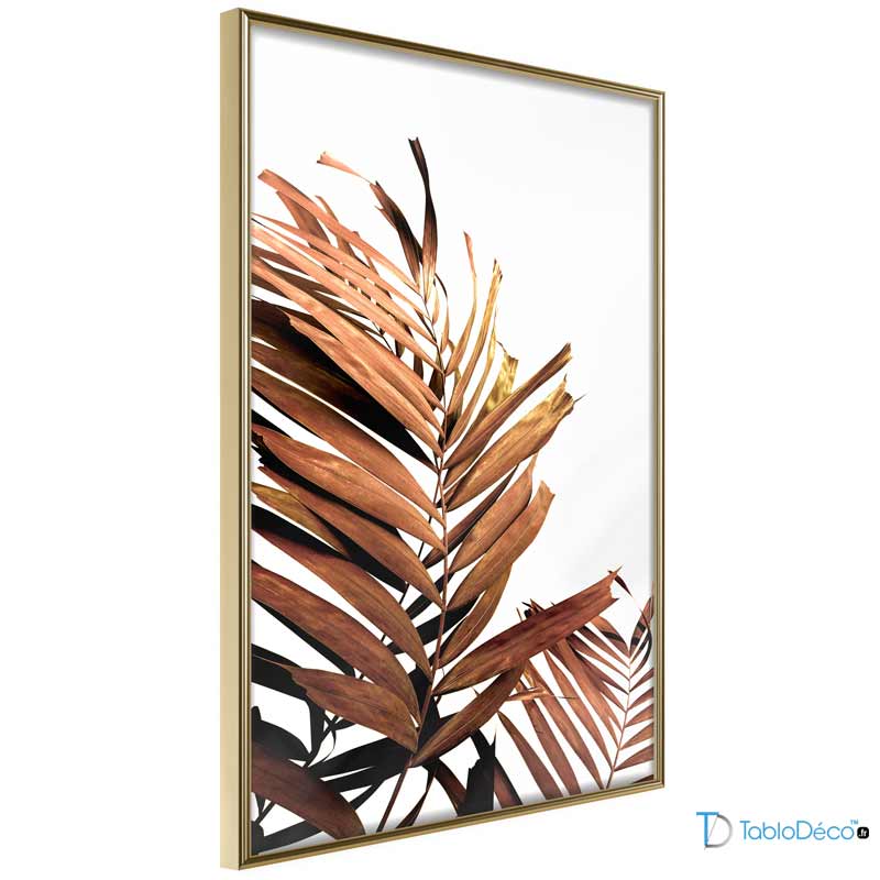 Poster Feuille de Palmier Cuivrée cadre doré