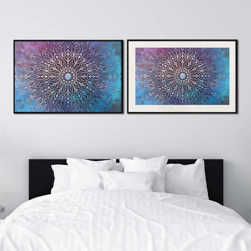  poster décoratif d'un mandala bleu et rose - TabloDéco.fr