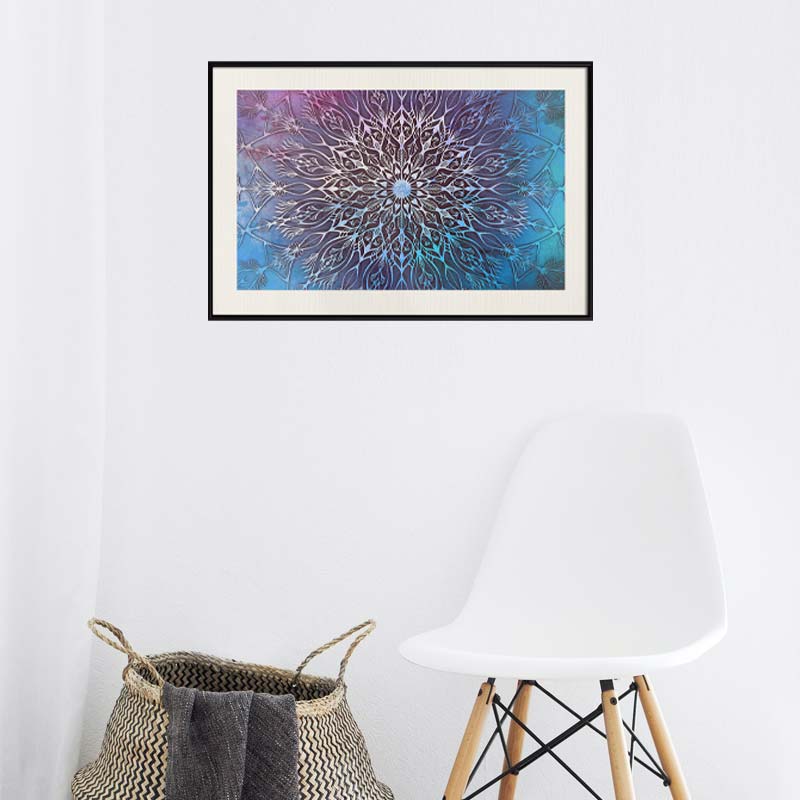  Affiche encadrée d'un mandala bleu et rose - TabloDéco.fr