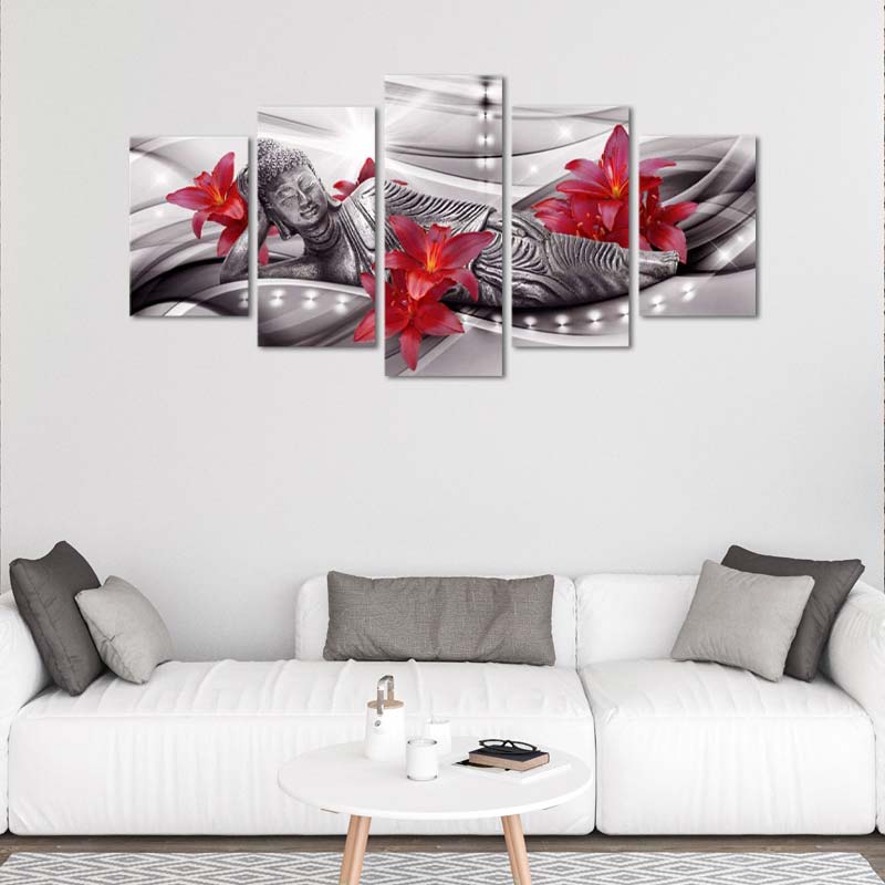 Toile décorative en 5 parties de Bouddha - TabloDéco.fr