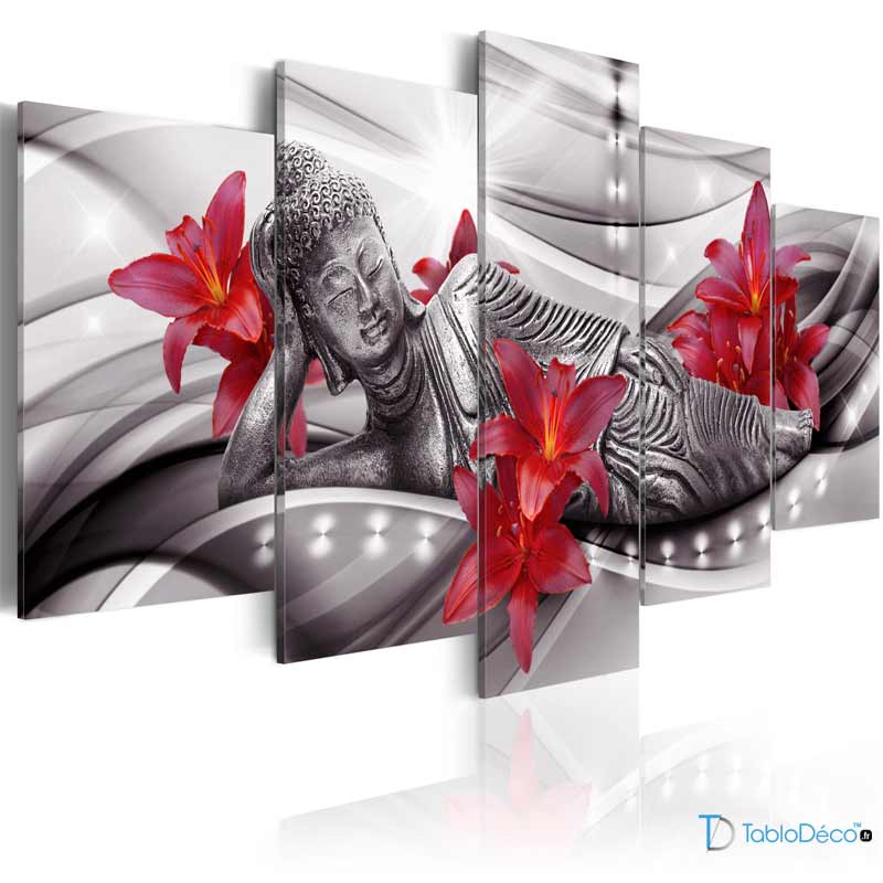Acheter un Tableau 5 parties Bouddha Couché - TabloDéco.fr