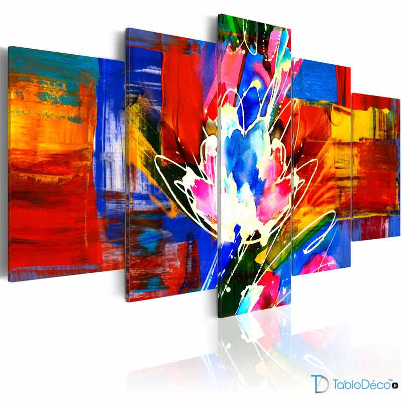 Tableau Décoratif Abstrait Multicolore en 5 parties