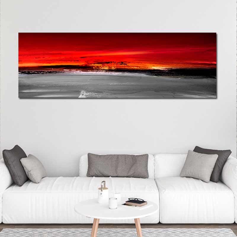 Tableau Abstrait Imprimé sur toile Décorative en Rouge Noir et Gris