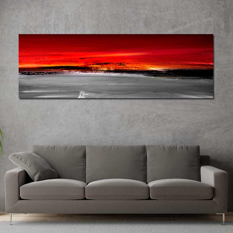 Impression sur toile Abstraite Rouge Noir Gris 