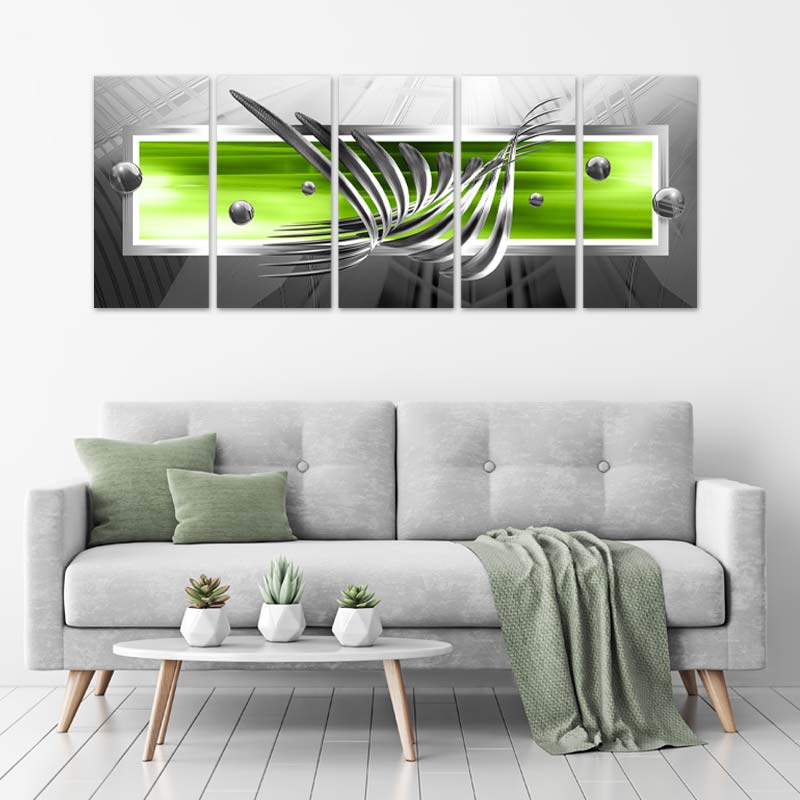 Tableau Abstrait Vert et Gris