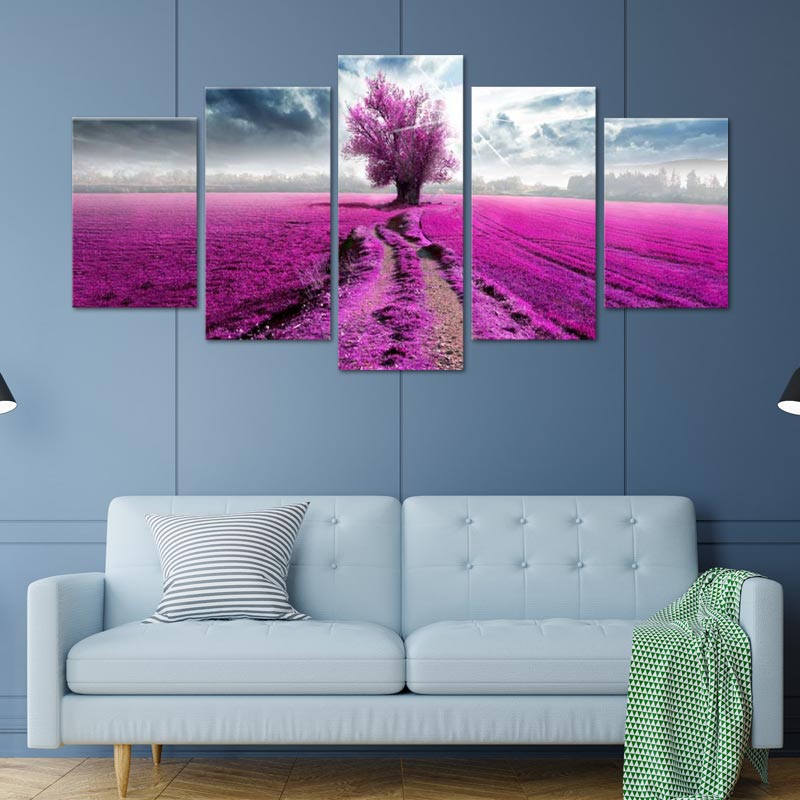 Tableau Arbre Coloré en 5 parties - TabloDéco.fr