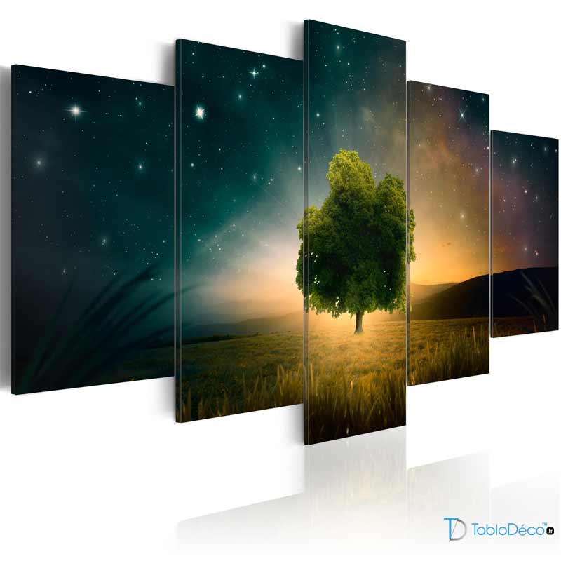 Tableau sur toile imprimée d'un Arbre de Nuit
